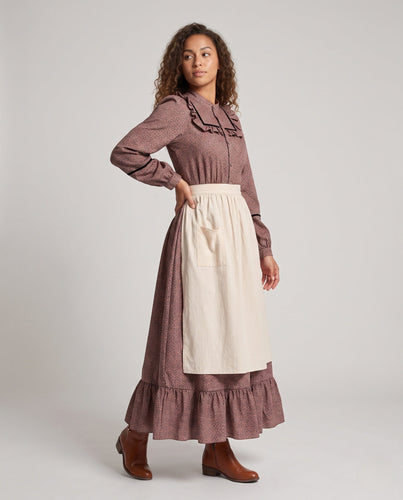 Damen historisches Vintage-Kleid mit Rüschen und Schürze Drune