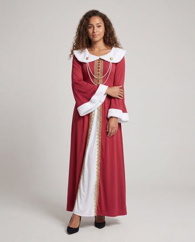 Damen märchenhaftes Königinnenkostüm mit eleganten Details und schimmernder Verzierung Drune