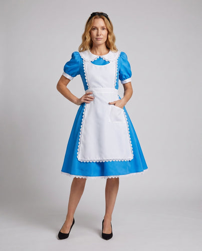 Damen Märchenhaftes Kostüm im Alice im Wunderland Stil mit Rüschen und Schürze Drune