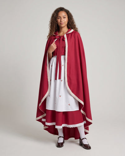 Damen Märchenhaftes Rotkäppchen Kostüm mit Kapuze und elegantem Tüllrock Drune
