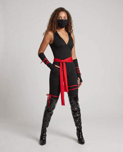 Damen Ninja-Kostüm mit stilistischen Accessoires Drune