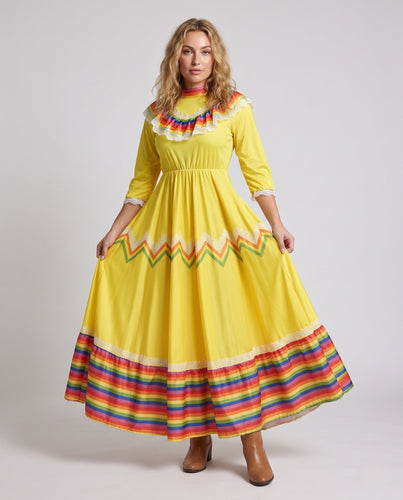 Frauen Traditionelles Mexikanisches Kleid mit Buntakzenten Drune