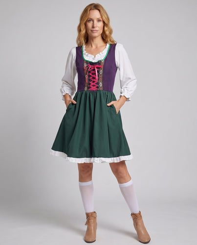 Damen Traditionelles Trachtenkleid mit detailverliebtem Oberteil und schwingendem Rock Drune