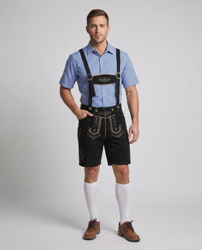 Herren Trachtenlederhose mit handverzierten Details Drune