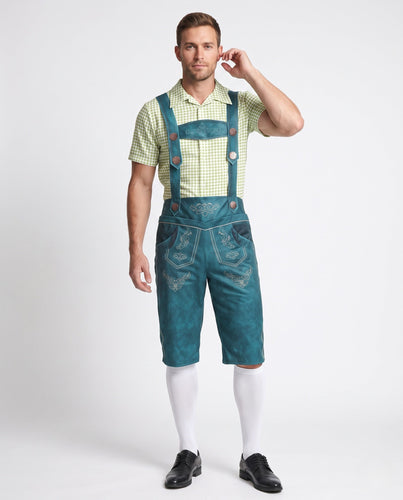 Herren Trachtenlederhose mit kunstvollen Verzierungen und verstellbaren Trägern Drune