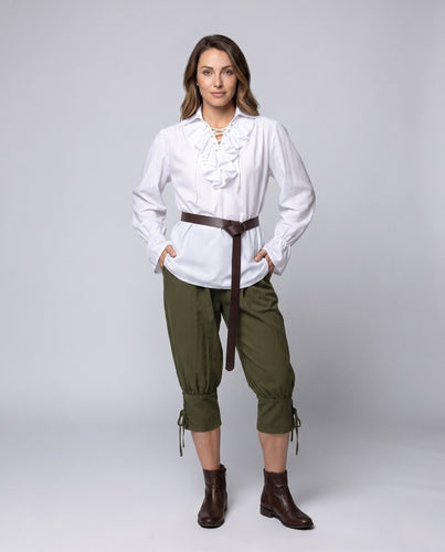 Damen Atemberaubende Leinenhose mit elastischem Bund und Kordelzug Drune