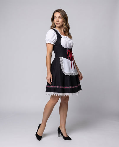 Damen Dirndl mit kunstvoller Spitzenverzierung und Taillengürtel Drune