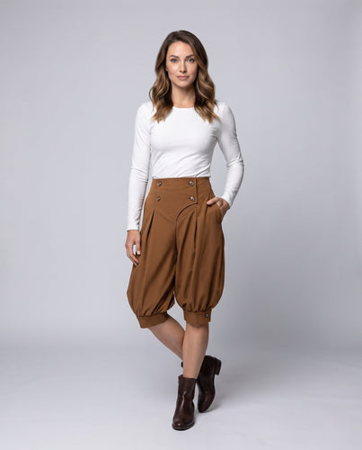 Damen elegante Ballonhosen mit modischen Knopfdetails Drune