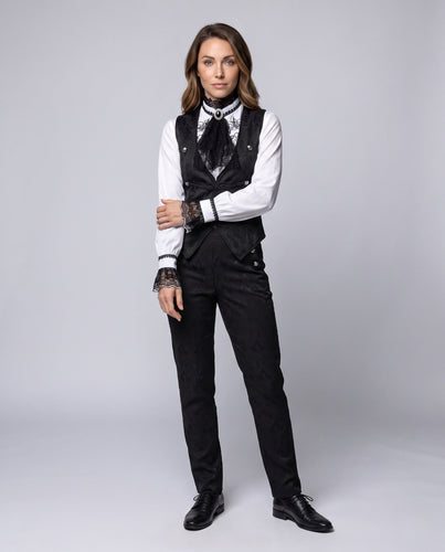 Damen Elegante Bluse mit Rüschen und Krawatte Drune