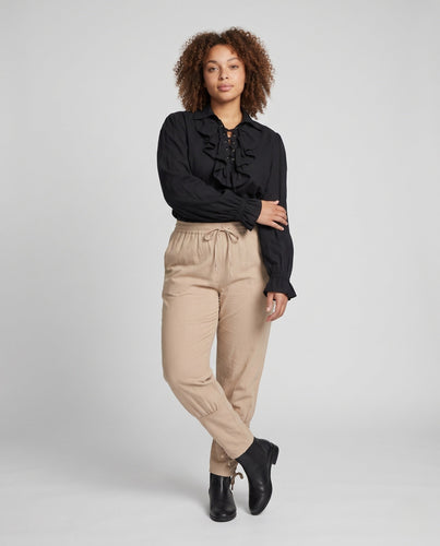 Damen Elegante Rüschenbluse mit Spitzenakzenten Drune