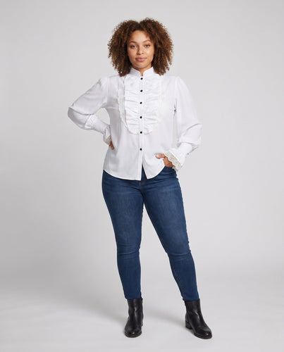 Damen Elegante Rüschenshirt mit Spitzenakzenten Drune