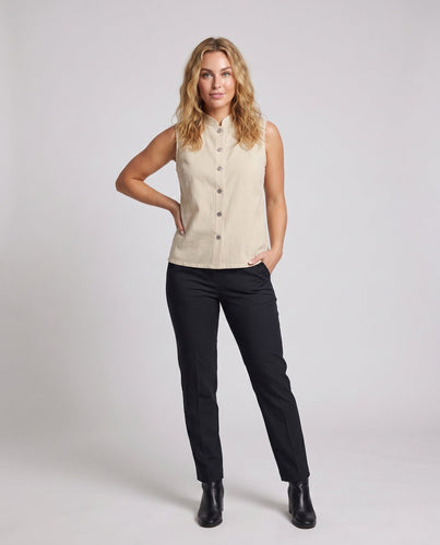 Damen elegante Weste mit Stehkragen und dekorativen Knöpfen Drune