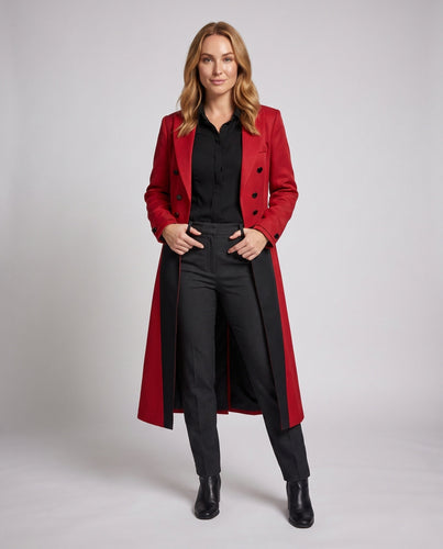 Damen Eleganter Mantel mit doppelter Knopfleiste Drune