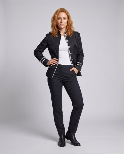 Damen Eleganter Blazer mit Floral Mustern und Metallic Akzenten Drune