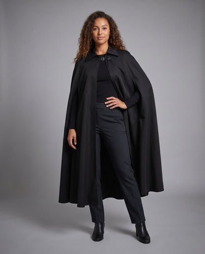 Damen Eleganter Kapuzenumhang mit klassischem Verschluss und hochwertiger Verarbeitung Drune