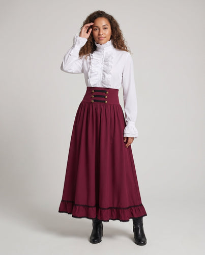 Damen Eleganter Maxi-Rock mit Schnürung und Beinschlitz Drune