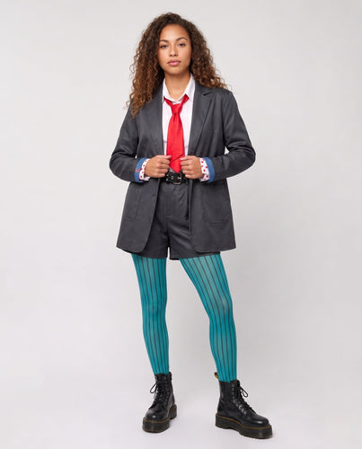 Damen elegantes Anzug-Kostümset mit Blazer, Krawatte und kurzen Hosen Drune
