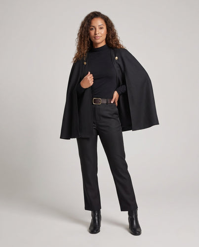 Damen elegantes Cape-Kostümset mit bequemer Unterwäsche und modischen Hosen Drune
