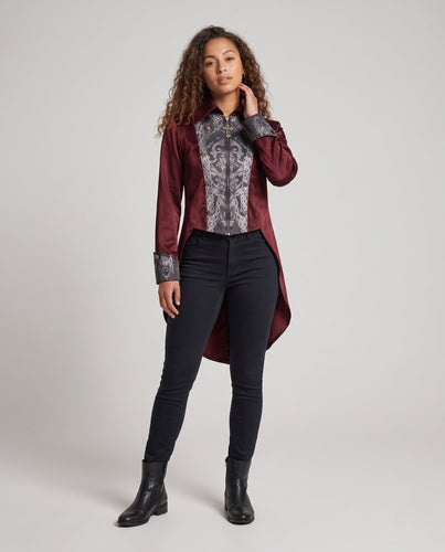 Damen Elegantes historischen Kostümjacke mit kunstvollen Verzierungen Drune