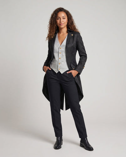 Damen historisches Kostümjacke mit kunstvollen Verzierungen und elegantem Kragen Drune