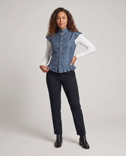 Damen Hohe Kragen Weste mit eleganten Rüschendetails Drune