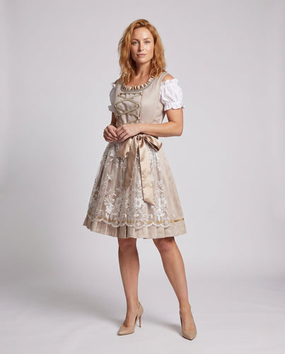 Damen Trachtenkleid mit floralen Mustern und eleganter Schnürung Drune