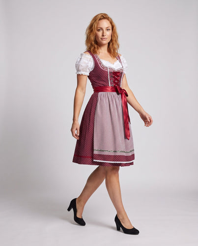 Damen Trachtenkleid mit raffiniertem Gürtel und Rüschen Drune