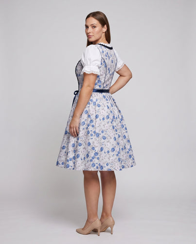 Damen Traditionelles Dirndlkleid mit floralem Design und schickem Gürtel Drune