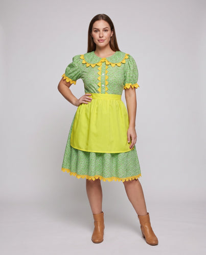 Damen verspieltes Kostümkleid mit Applikationen und Schürze Drune