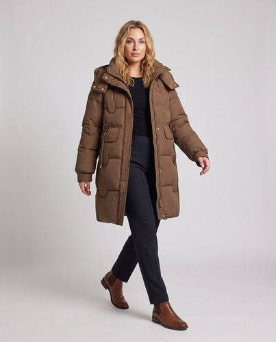 Damen nan längerer urban Stehkragen-Parka mit verstellbarem Kordelzug, dekorativer Knopfleiste und thermisch isolierender Füllung
