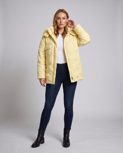 Damen Übergröße gesteppte Jacke mit hohem Stehkragen und großen aufgesetzten Taschen