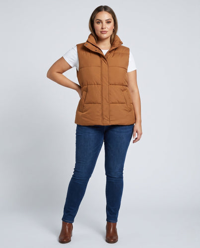 Damen oversized thermo-gestepptes Weste mit voluminösem Stehkragen, Zwei-Wege-Reißverschluss und verstellbarem Kordelzugsaum
