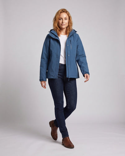 Leichte Damen Softshell-Hoodiejacke mit verdeckter Frontleiste und verstellbaren Klettverschlüssen