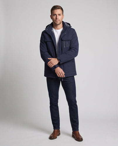 Herren Funktionswinterjacke mit Kapuze, wasserabweisendem Außenmaterial und weichem thermischen Futter