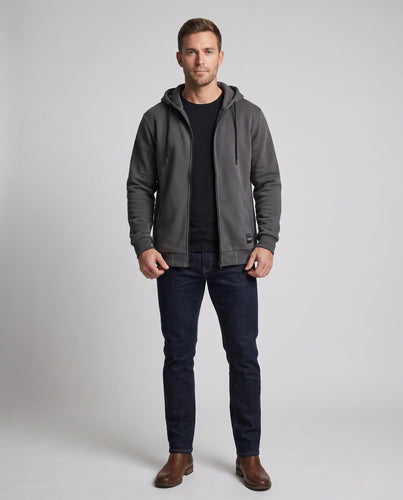 Herren gepolsterte Kapuzen-Sweatjacke mit durchgehendem Reißverschluss und weichem Mikrofleece