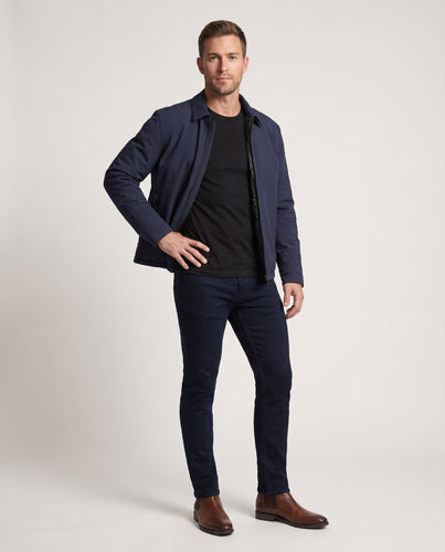Herren gesteppte Daunenjacke mit minimalistischer Außenschale und Stehkragen