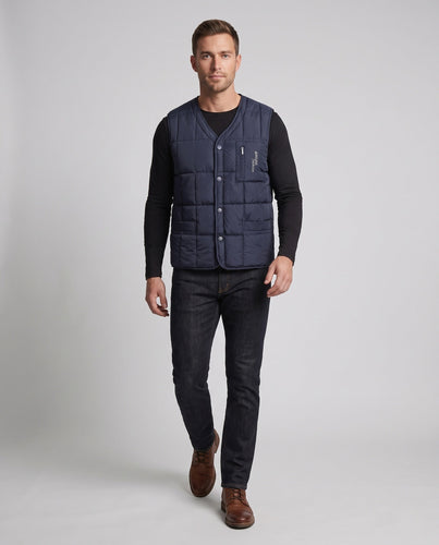 Herren gesteppte Thermo-Innenfleece-Weste mit Knopfleiste und weicher Sherpa-Innenauskleidung