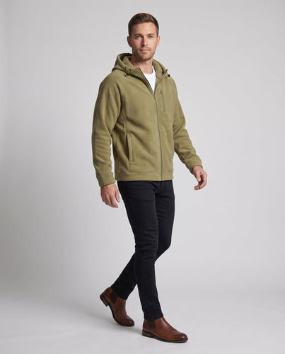 Herren Freizeit Fleece Hoodie Jacke mit vollem Reißverschluss, Brustreißverschluss und elastischen Bündchen
