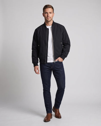 Männlicher lässiger Blouson im Samt-Look mit Zwei-Wege-Reißverschluss, gerippten Bündchen und versteckten Klappentaschen