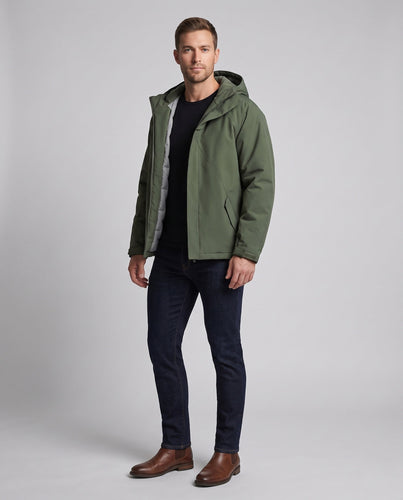 Leichte wasserabweisende Steppjacke für Herren mit hochwertiger Daunenfüllung und Kapuze