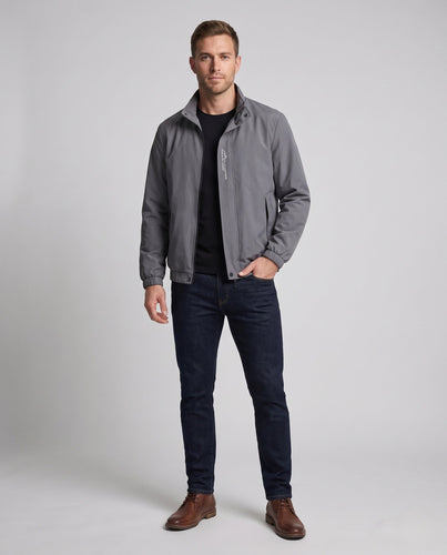 Leichter Mikrofaser-Windbreaker für Herren mit Stehkragen, wasserabweisender Oberfläche und verdeckten Taschen
