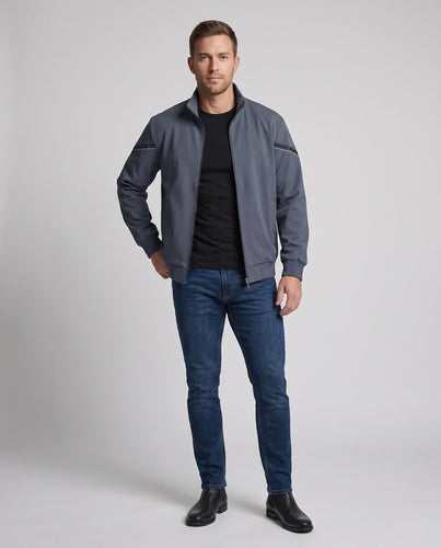 Leichte Trainingsjacke für Herren mit Stehkragen, gerippten Bündchen und reflektierenden Ärmelnstreifen