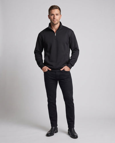 Herren übergroßes Half-Zip Sweatshirt mit Stehkragen und Kängurutasche