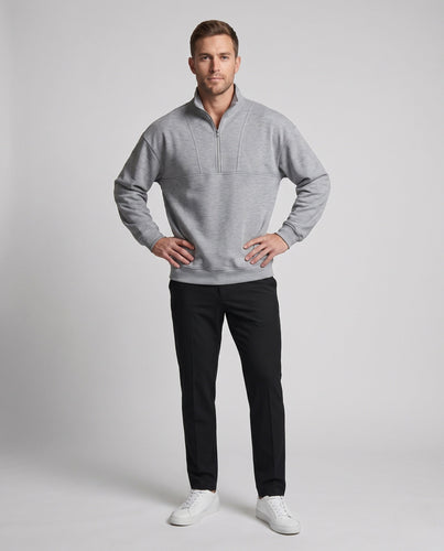 Herren Oversized Sweatshirt mit halbem Reißverschluss, Stehkragen und Raglanärmeln