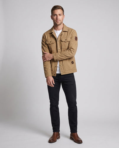 Männer robuster Canvas-Feldjacke mit winddichter Membran, Brustklappen-Taschen und verstärkten Druckknöpfen
