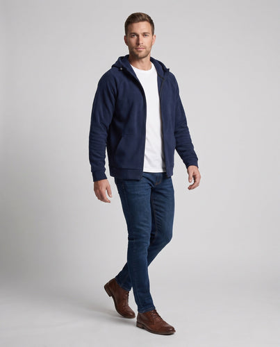 Herren strukturierte Kapuzenfleecejacke mit Raglanärmeln und Kängurutaschen