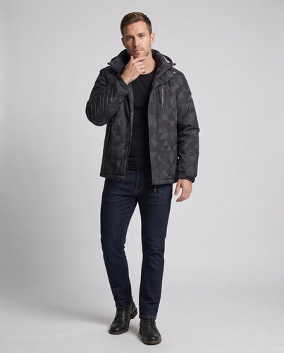 Herren wasserabweisende Outdoor-Jacke mit dichtem Plüschfutter, verstellbarer Kapuze und winddichter Vorderseite