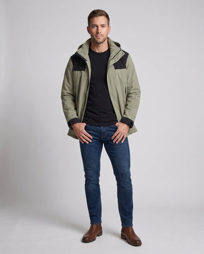 Herren wasserdichte mehrschichtige Softshell-Outdoormantel mit herausnehmbarer Fleece-Innenjacke und verstellbarer Kapuze