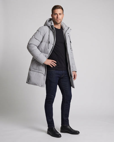 Herren winddichte thermische Parka mit verdeckter Frontlasche und Kordelzugkapuze