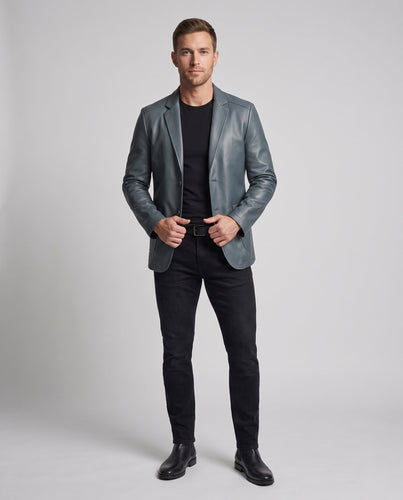 Herrenblazer aus Kunstleder mit slim fit und weicher Fütterung Drune